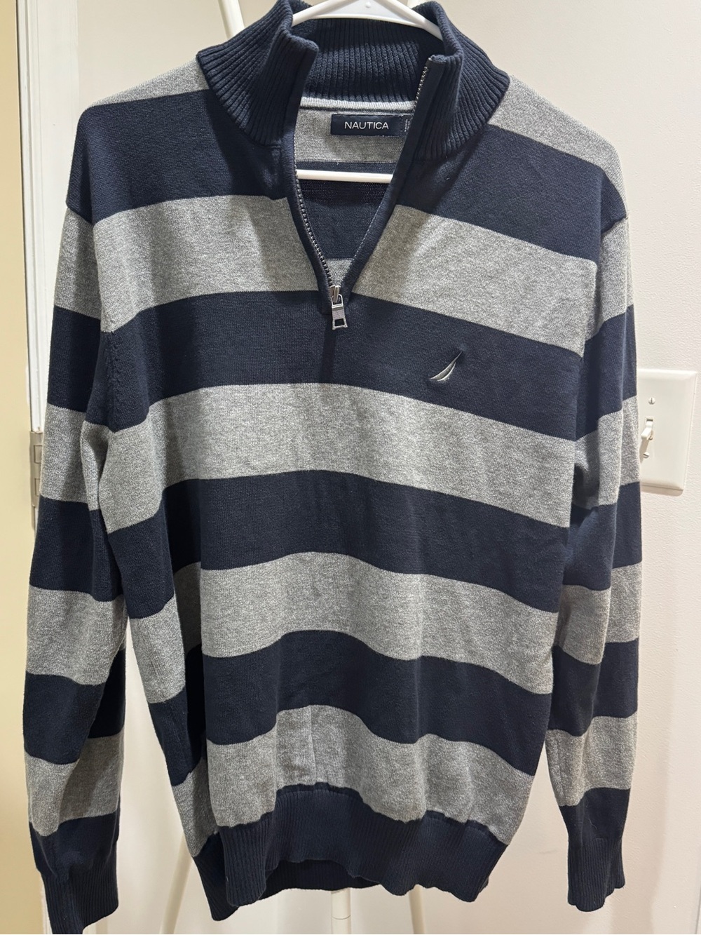 Nautica Men's Navy & Gray Striped Half-Zip Pullover